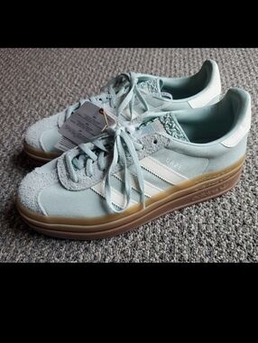 Adidas Originals Gazelle Bold Sneakers Sage Mint Green Womens 9 Platform NEW